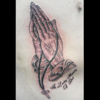 Praying hands tattoo, West Coast Tattoos in Blackpool
